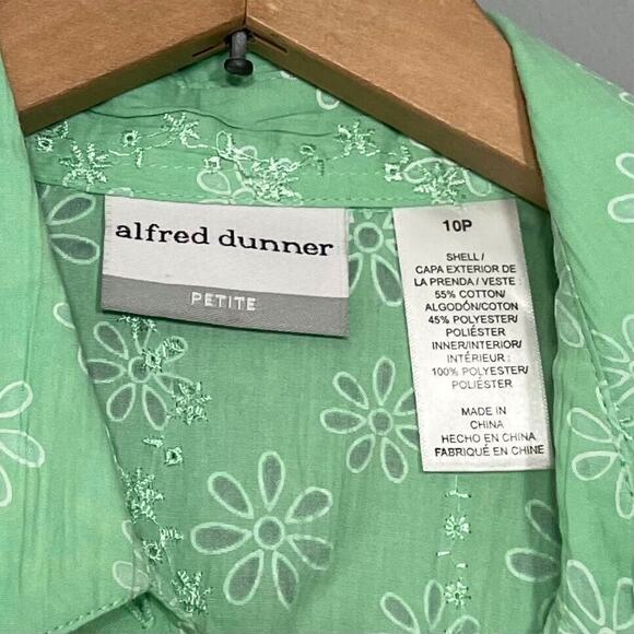Alfred Dunner Size 10 Petite Green Embroidered Grandmacore Top Feminine Romantic - Picture 8 of 9